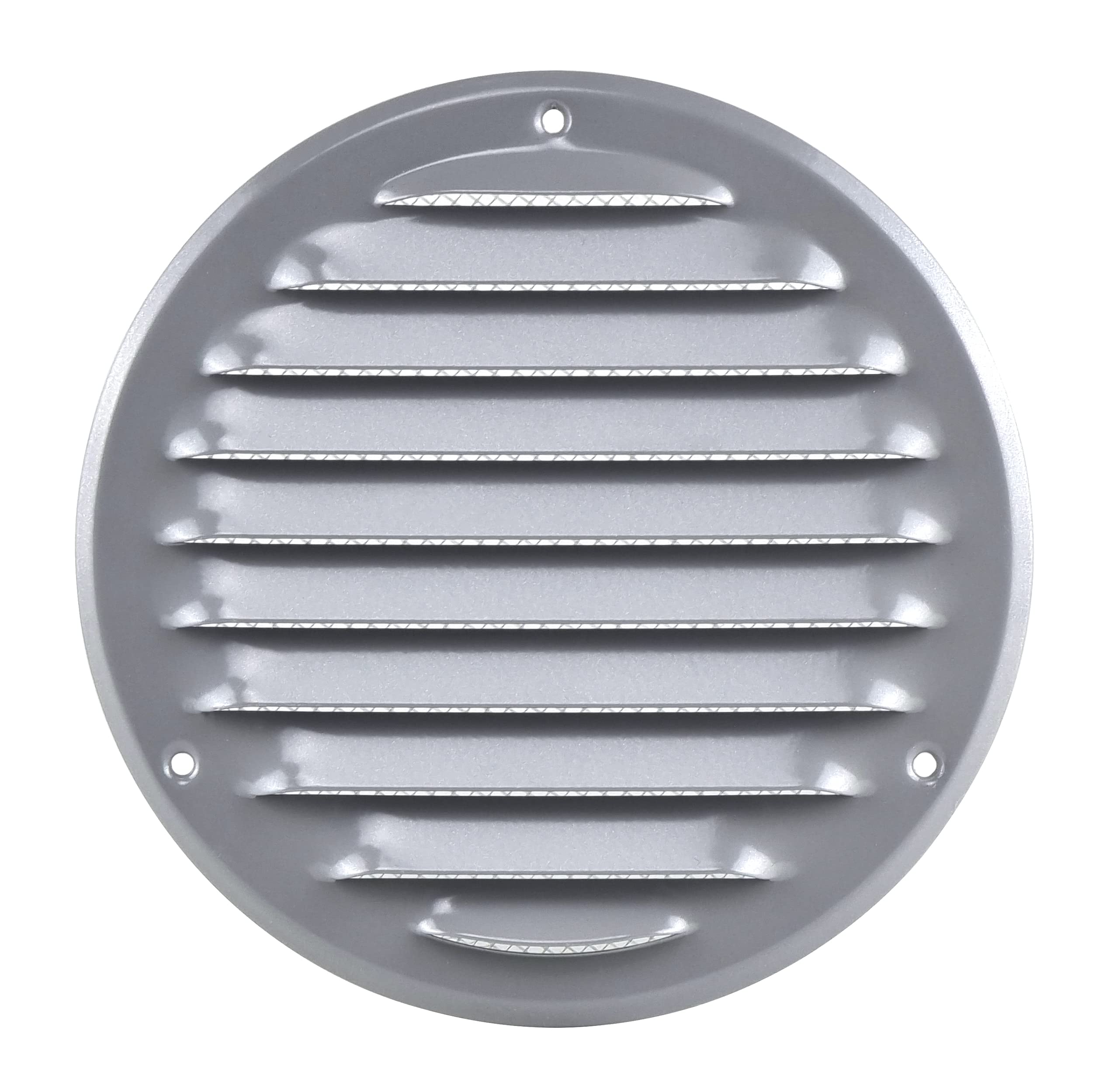 Steinberg14 Grey 125mm Metal Air Vent Cover with Insect Mesh - 5 inch Round Ventilation Grille