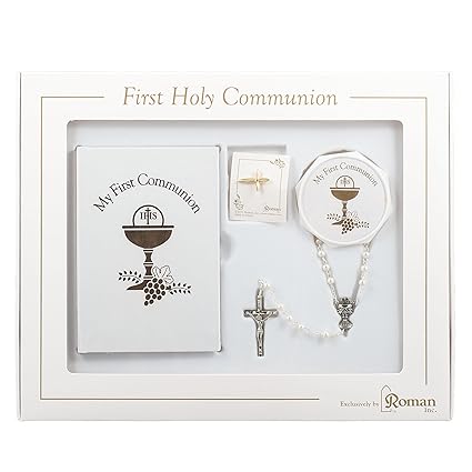 Com First Holy Communion Gift Set For Girl With Common Prayers Book Rosary Box And Pin Home Kitchen