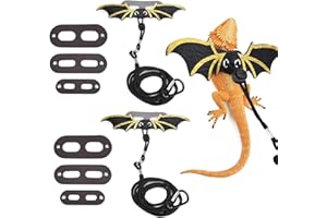 QUSMEIYICI 2 Sets/6 PCS Bearded Dragon Leash Adjustable Bearded Dragon Carrier Bearded Dragon Harness and Lizard Leash with Wings for Small Pet Lizard Reptiles Bearded Dragon Accessories Bearded Dragon Toys
