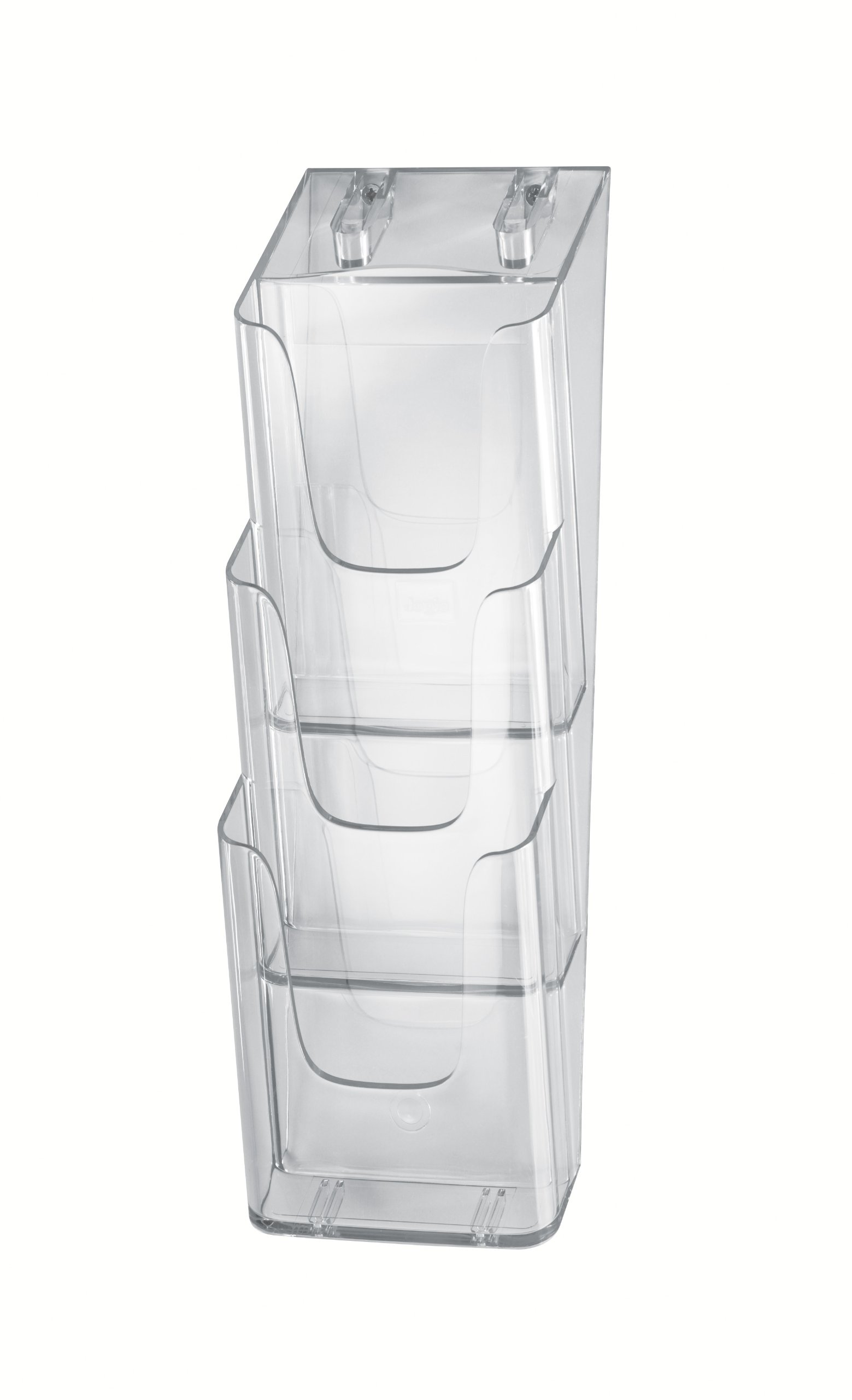 SIGEL LH137 Wall-Mounted Literature Holder, for A6 and DL, with 3 compartments, uv resistant acrylic, clear, 1 Piece