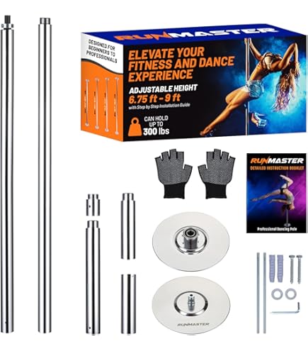 SereneLife 20 Dance Pole Extension Tube - Professional Spinning Dancing Pole Portable Removable Stripper Fitness Pole Extension Tube W Smooth Connectio