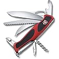 Victorinox Ranger 57 M Swiss Army Knife, 13 Function Swiss Made Pocket Knife with 2 Blades (Large and Gutting Blade), Corkscrew and Wood Saw - Red/Black