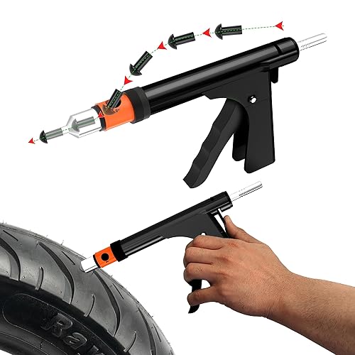 GRAND PITSTOP Tubeless Tire Gun Puncture Repair Kit with Mushroom Plug for  Tyre Punctures and Flats on Cars, Motorcycles, ATV, Trucks Tractors (Gun 