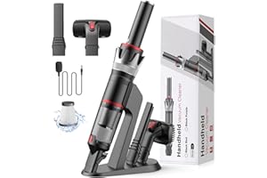 BSRCO Handheld Vacuum Cordless, Car Vacuum with Charging Dock, Portable Hand Vacuum, 4-in-1 Rechargeable Mini Cleaner with 2-Speed for Home, Office and Pet Hair, Red