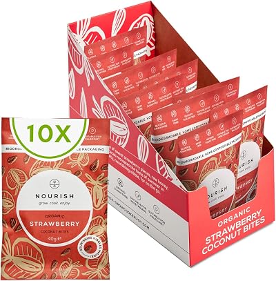 Nourish Organic Strawberry Coconut Bites Gluten Free Dairy Free Keto 10x40g