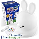 SillyCone Soft Silicone Rechargeable LED Children's Night Light with Remote and Extended Life 2,000 mAh Battery and USB Cable for Charging (Bunny)