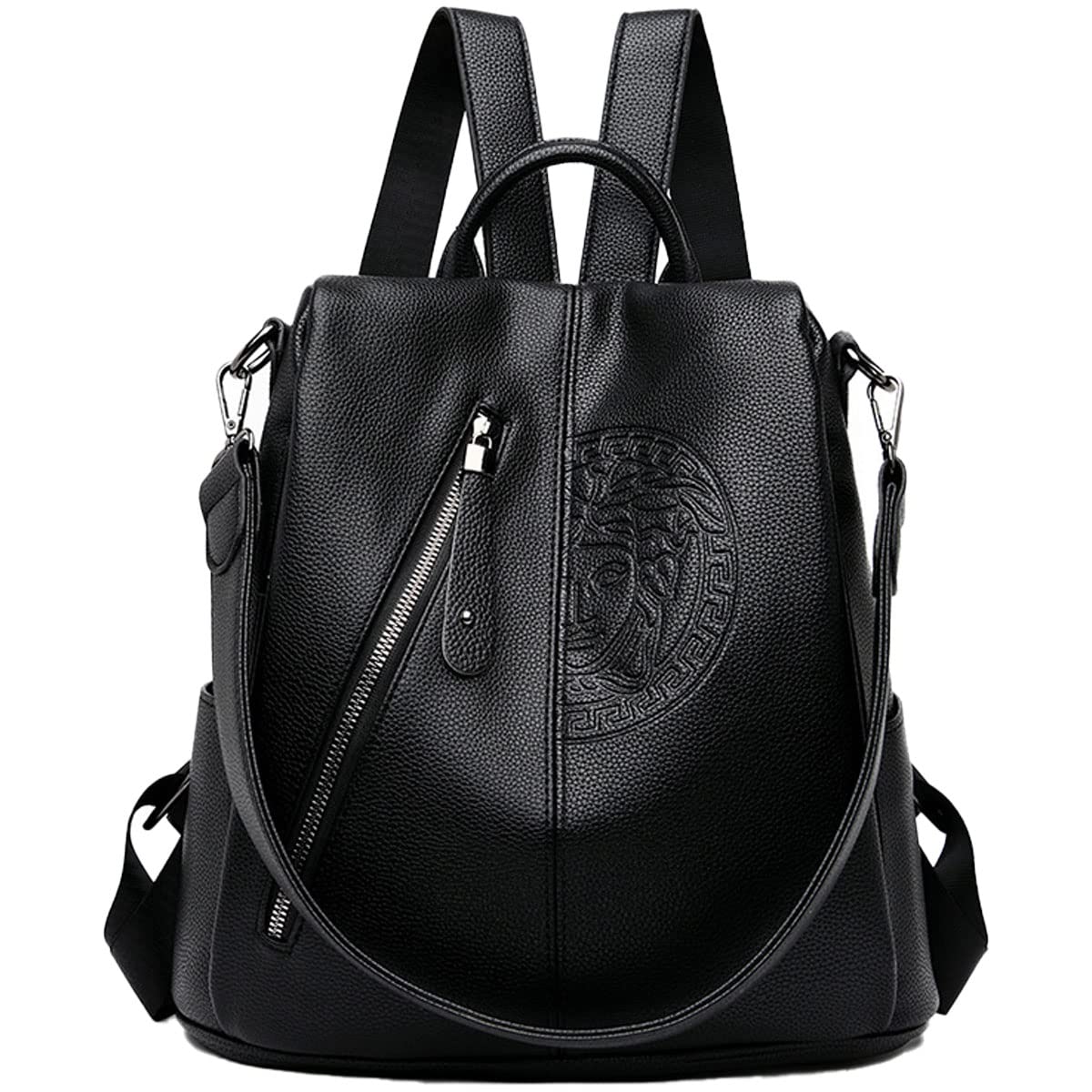 NIYUTA Women's Backpacks Fashion Simplicity Casual Travel Backpack Soft PU Leather Handbag Black