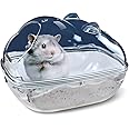 lazYYzal Hamster Bathtub,Hamster Bathroom,Small Animal Habitat Décor,Sand Bath Container Transparent Beds,Hamster Bed,Ice Bathtub,Sleep Pad Nest,Sand Bath Box for Small Pet Animals Cage Accessories（S）