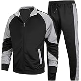 Hooteria Men's Track Suits Sets Long Sleeve Full-zip Sweatsuit Athletic Jogging Gym 2 Piece Outfit