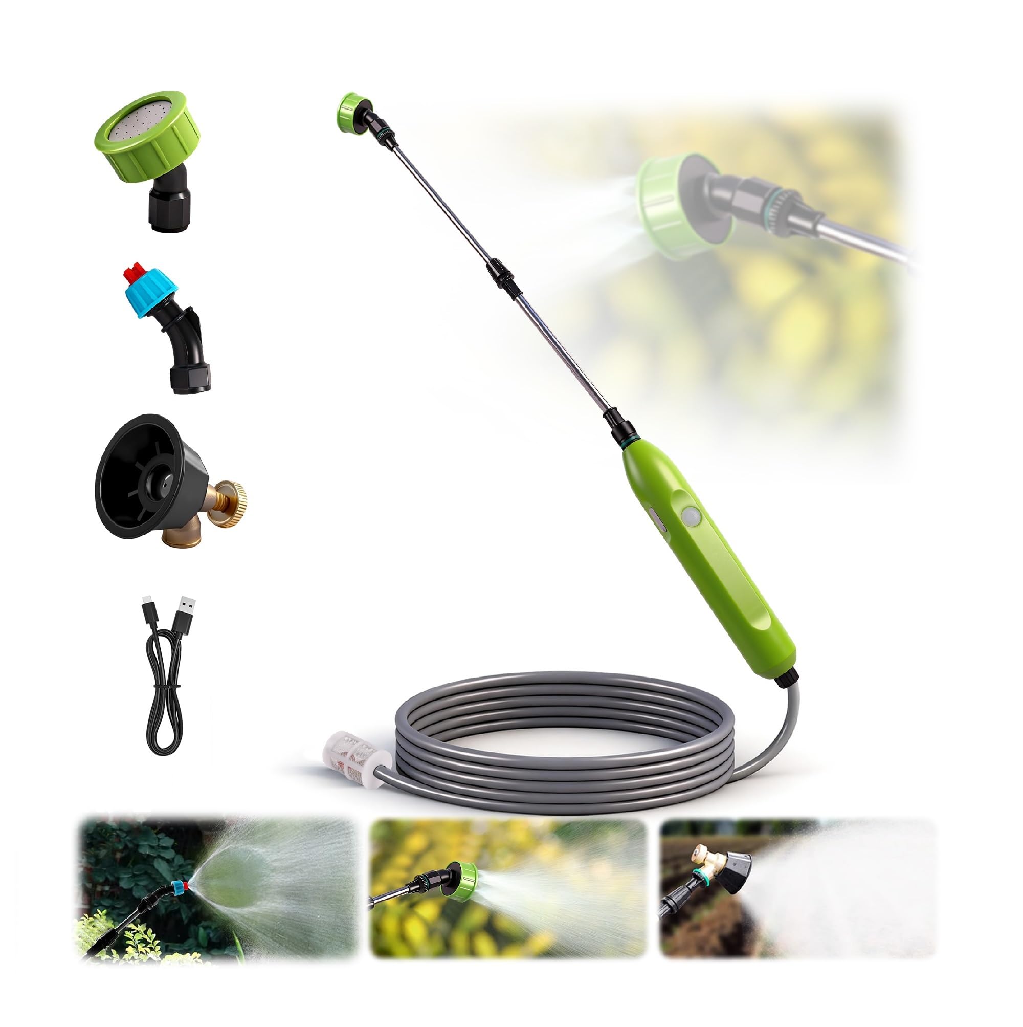 Photo 1 of Battery Powered Sprayer Wand - 29" Electric Sprayer with 3 Adjustable Water Hose Nozzle Portable Garden Sprayer with 16ft Hose for Lawn and Garden Plant Watering