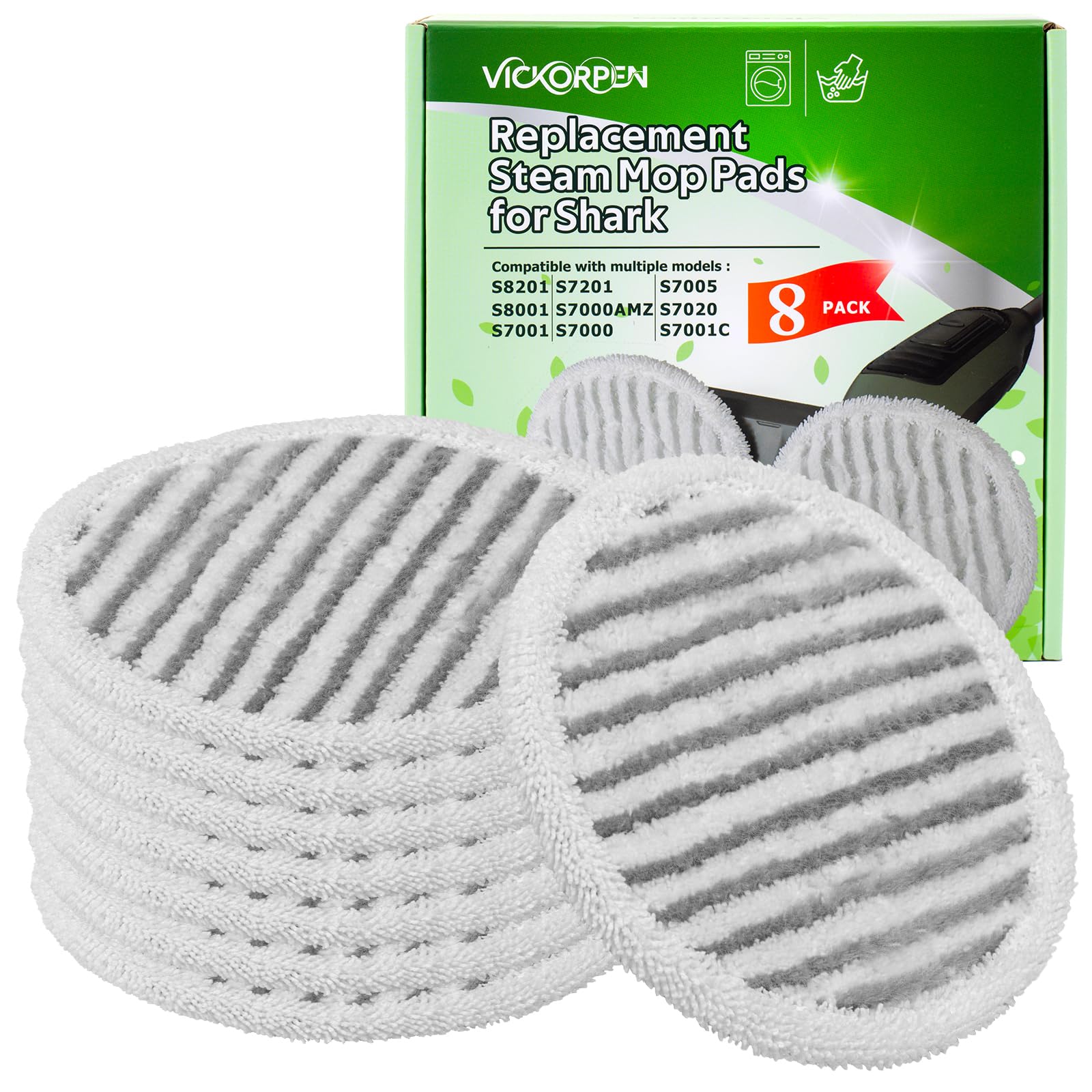 Photo 1 of 8 Pack Replacement Steam Mop Pads for Shark S8001 S7001 S7201 S7000AMZ S8201 Steamer Mop Washed Pad Repeatedly for All Floors Cleaning