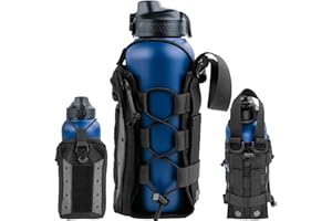 WICKTICK Molle Water Bottle Holder Pouch 16 24 32 40 64 oz - Multi-Purpose Tactical Fuel Bottle Bag, Adjustable Size for Outdoor Activities, Adapted to Backpack/Vest/Belt