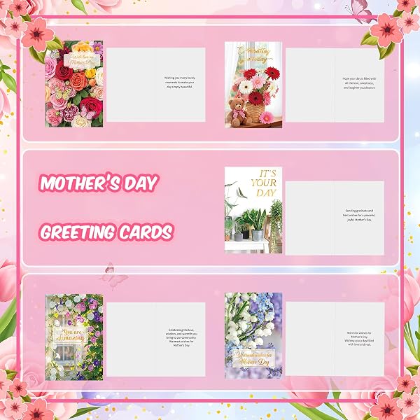 EAASTY 200 PACK MOTHER’S DAY GOLD FOIL GREETING CARDS BULK WITH PINK ENVELOPES AND STICKERS, BLANK INSIDE MOTHER’S DAY CARDS FOR MOM, CHURCH, BIRTHDAY AND FLORIST SUPPLIES