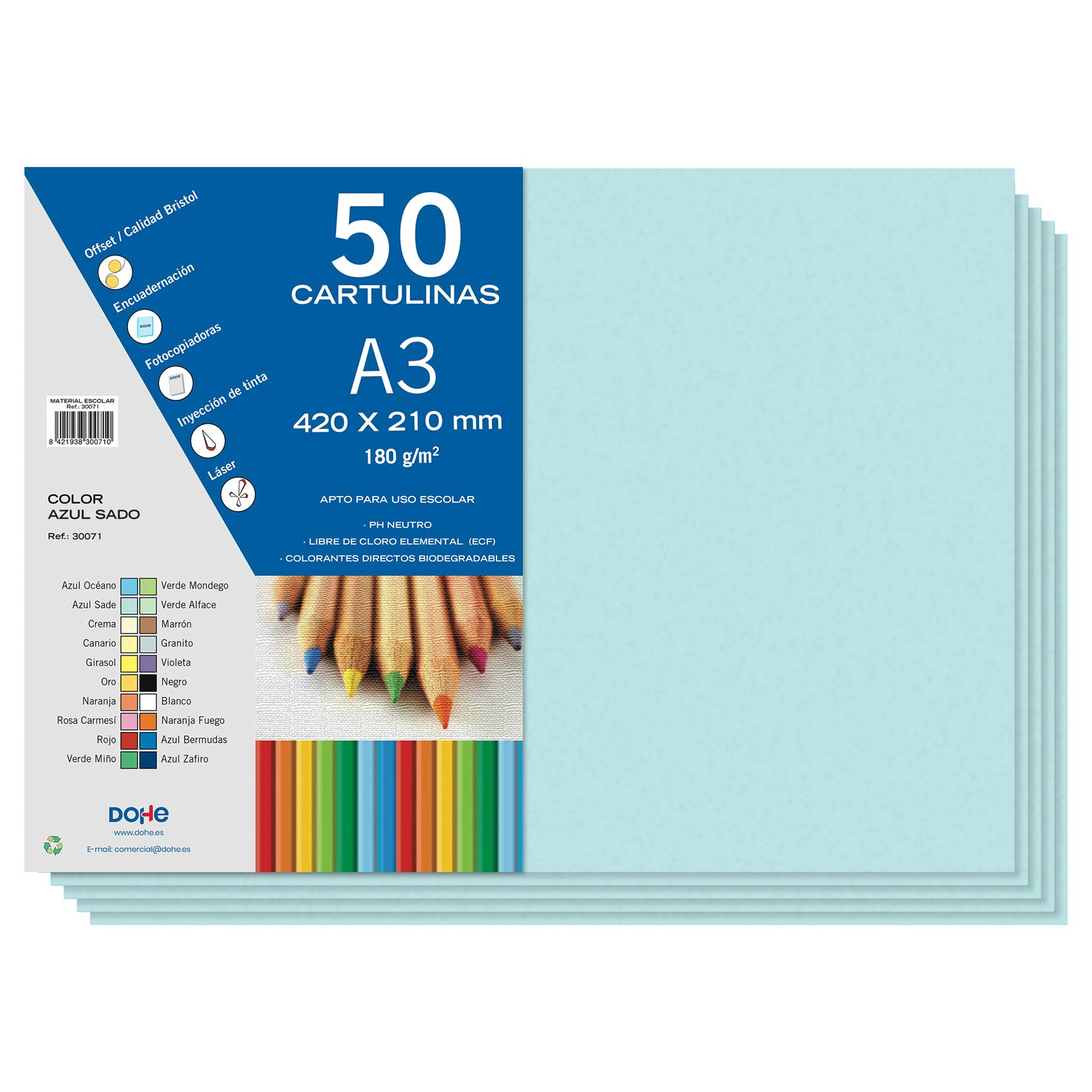Dohe - Cardboard 50 Sheets in A3 - Sado Blue