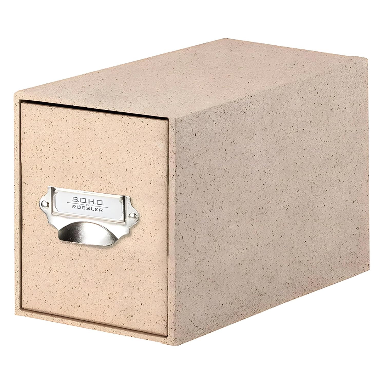 Rössler Papier 1327452390 - S.O.H.O CD Drawer Box, Cacao, 143 x 158 x 261 mm, Storage Box for Approx. 47 CDs, with Insert Label and Handle