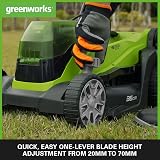 Greenworks 48V Cordless Lawnmower Twin Battery 36cm 40L Bag 210m² view 5