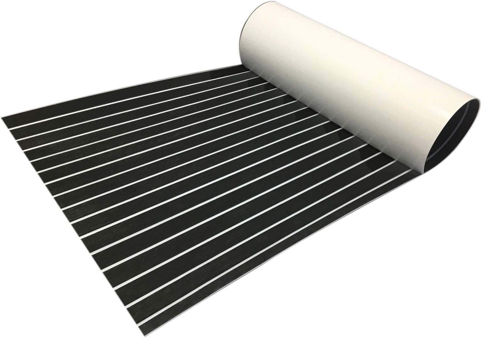CHURERSHINING EVA Teak Decking Sheet for Boat Yacht Marine Floor Carpet Non-Slip and Self-Adhesive Bevel Edge 94.5"x35.4"