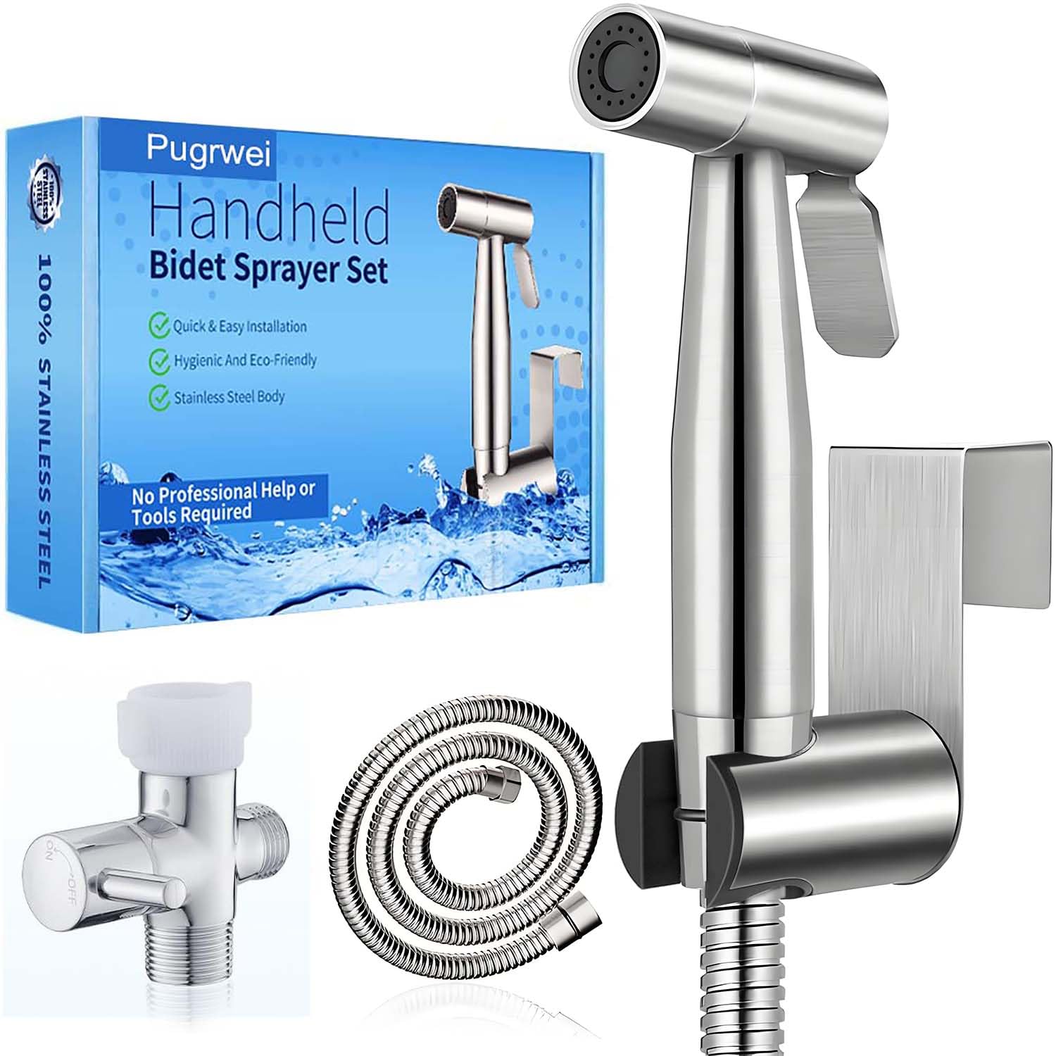 Photo 1 of New Version Handheld Bidet Sprayer for Toilet, Premium Stainless Steel Bathroom Bidet Sprayer Set, Baby Cloth Diaper Sprayer with Superior Complete Spray Hoses Kit, Support Wall or Toilet Mount