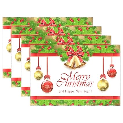Amazon Com Naanle Winter Holiday Placemat Set Of 6 Golden