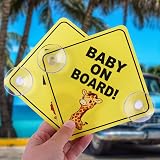 Cobee Baby on Board Signs 2 Pcs 5x5in Double Suction Cups Yellow view 7