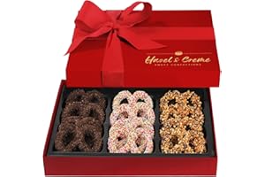 HAZEL & CREME Chocolate Pretzel Gift Basket - Anniversary Chocolate Gifts - Gourmet Pretzels - Birthday Gift, Appreciation