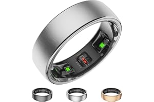 AMWENTU Smart Ring for Women Men, Activity Fitness Tracker with 24/7 Heart Rate Monitor, Waterproof Sleep Tracker Fitness Ring, Step Counter, Calorie Pedometer, No APP Fee,for iOS Android (Silver,#8)
