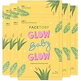 FACETORY K Beauty Face Mask Skin Care - Glow Baby Glow 2-Step Sheet Mask with Niacinamide & Aloe + Calming Ampoule | Hydrates, Glowing Skin (5 Pack)