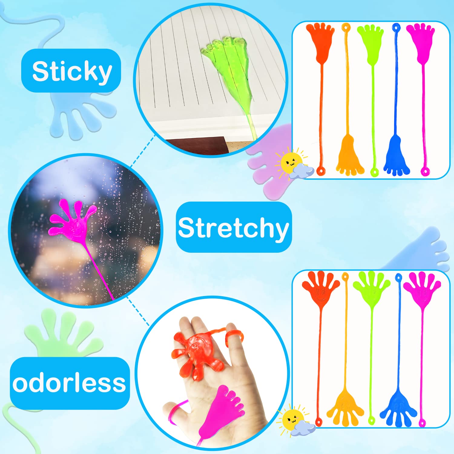 Party Favors Goodie Bag Stuffer Fillers for Kids (48 PCS), Large Sticky Hands & Feet for Birthday Pinata, Classroom Students Non Candy Treats Prizes Supplies Toys Gifts for Toddlers Boys Girls