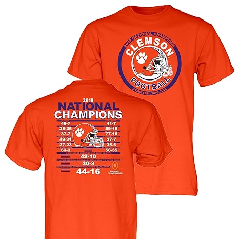 Blue 84 Clemson Tigers 3 Time 2018 2019 Football National Champions Orange Ss T Shirt