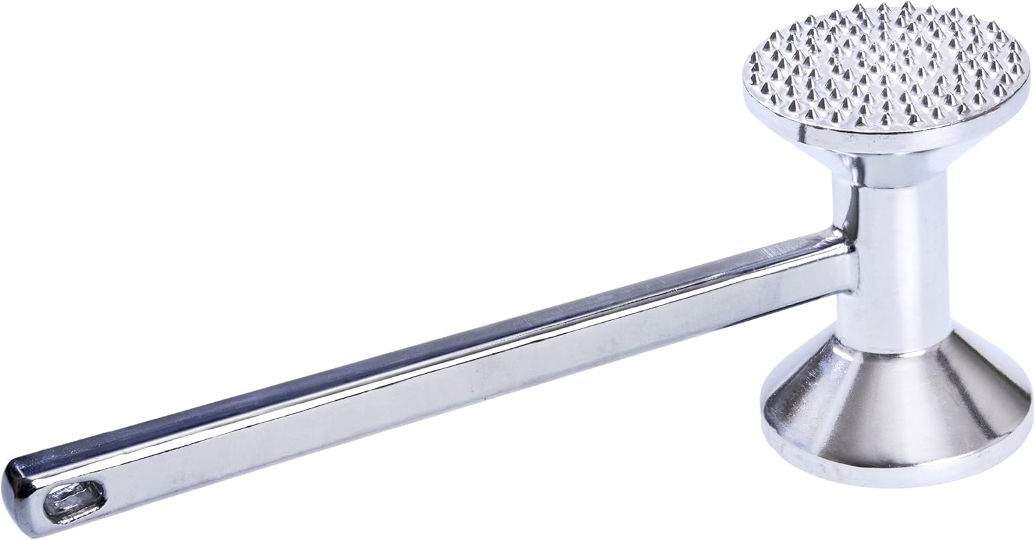 GRÄWE Fleischhammer aus Aluminium, doppelseitig, Fleischklopfer mit zwei Bearbeitungsflächen inkl. Glatter und Genoppter Fläche, 28 cm