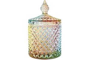 LUCKTE Home Decorative Butterfly Candy Jar Candy Dish Candy Buffet Storage Container Clear Crystal Diamond Faceted Jar with C