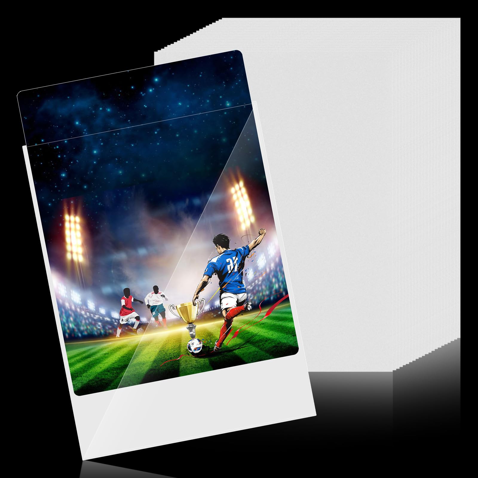 Sinmaklin 100 PCS Color Card Sleeves, Trading Card Sleeves Clear, Waterproof Penny Sleeves, Transparent Card Sleeves, Standard Size 66 x 91 mm Fits for Sports Cards, Football Cards, Game Cards (White) — image 1