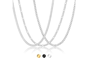 KLIFOWDY 3 Pcs Chain Necklace for Men Black/Gold/Silver Chain for Men 316L Stainless Steel Chain Cadenas Para Hombre Sets Men's Necklaces Jewelry Gifts for Men,16/18/20/22/24 inches