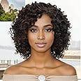 GNIMEGIL Short Curly Afro Wigs for Black Women Side Bangs Synthetic Wigs Kinky Afro Curly Wig Natural African American Hairstyles Full Hair Glueless Wig