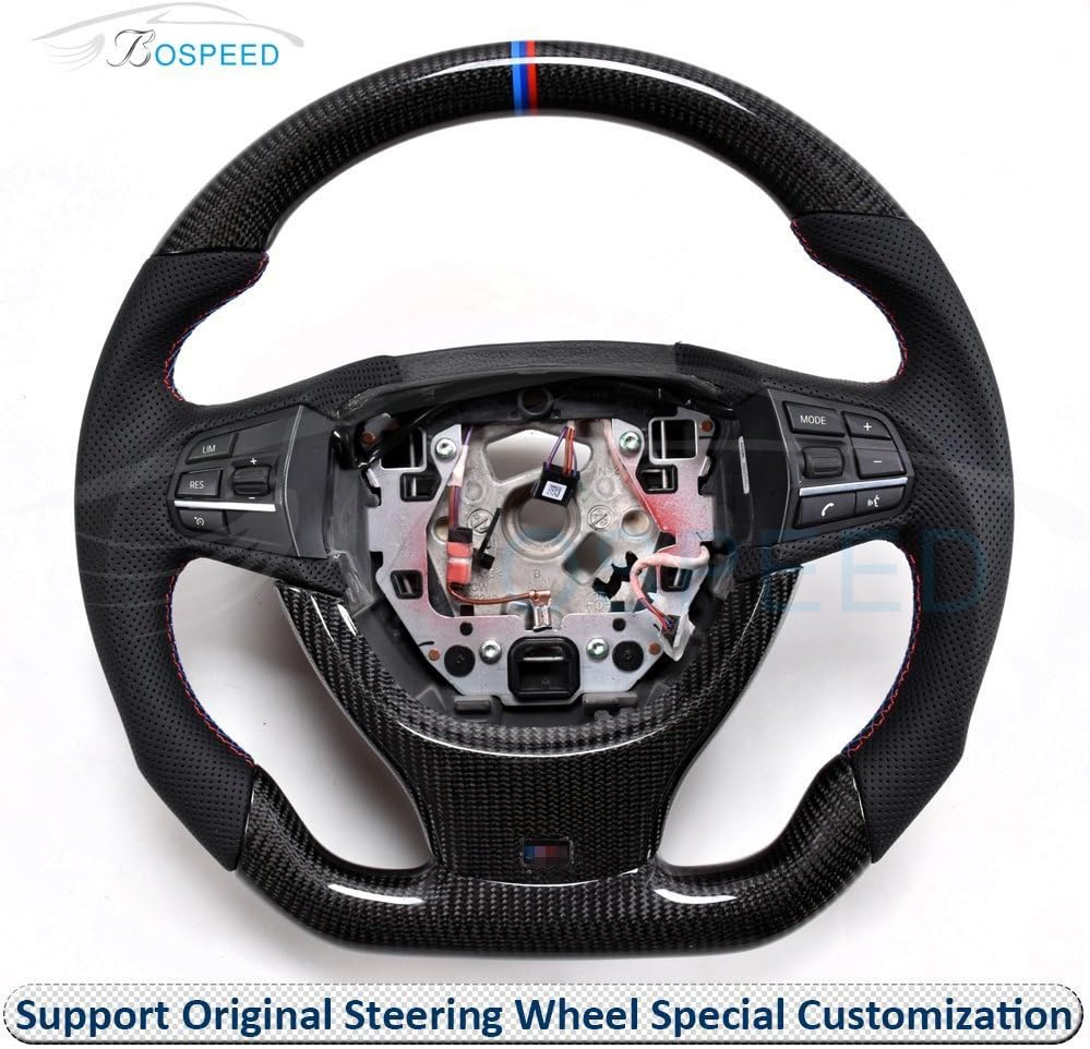 Bospeed BMW-5S-SW-G Carbon Fiber + Leather Customized Steering Wheel for BMW 5 Series F07 F10 F11 F18(General version)