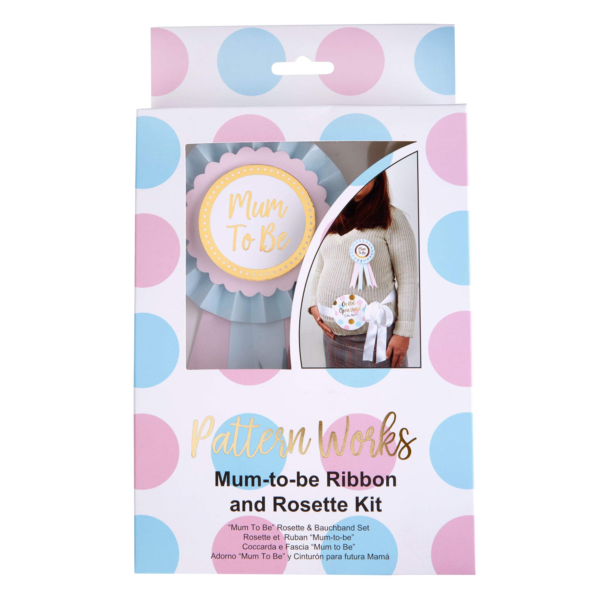Neviti 771945 Pattern Works-Mum-to-Be Ribbon and Rosette Kit, Multicoloured, 14.5 x 14.5 x 1 cm