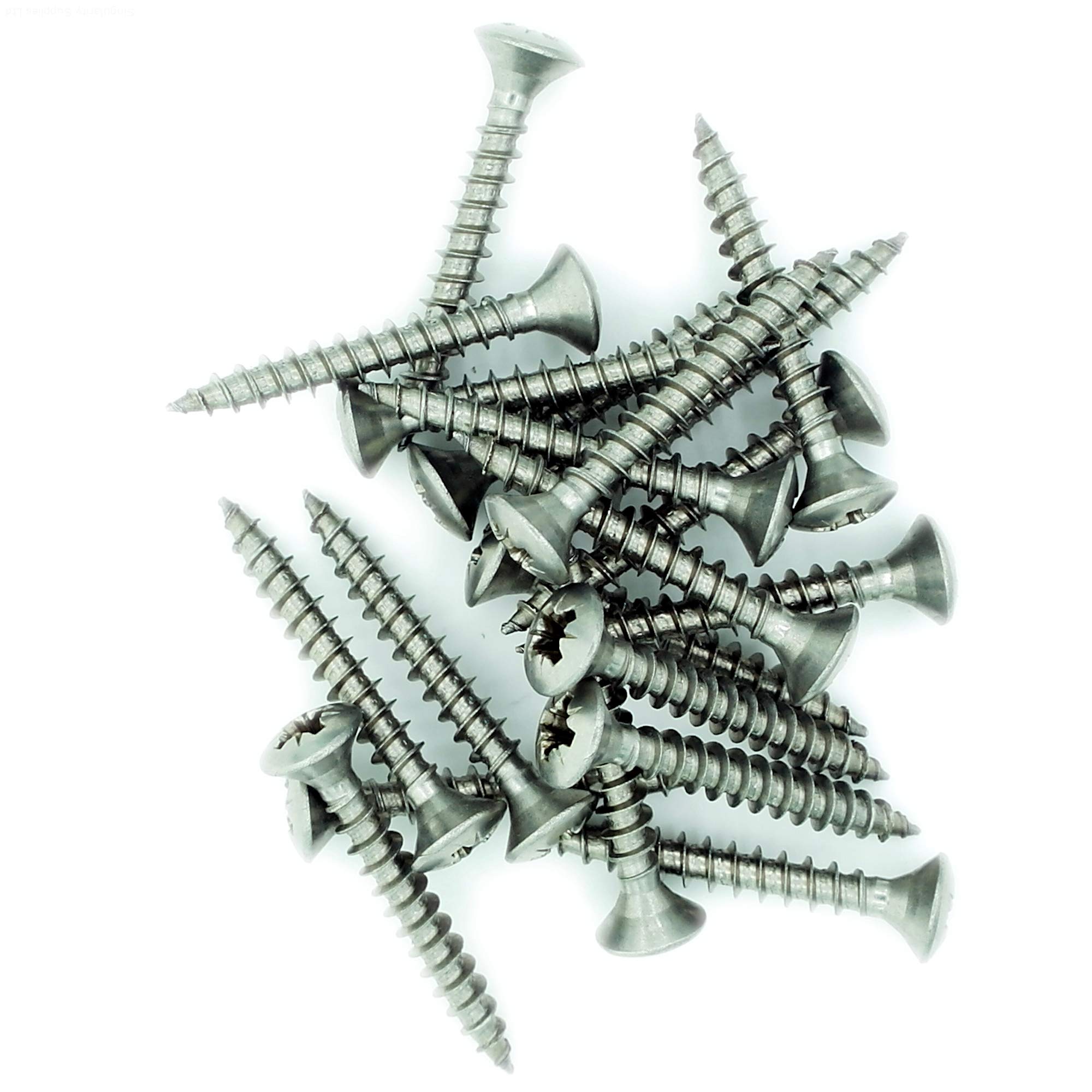No.5 x 2 (3.5mm x 50mm) Pozi Raised Countersunk Chipboard Screw - Stainless Steel (A2) (Pack of 20)