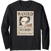 One Piece Anime Nico Robin Wanted Poster Long Sleeve T-Shirt
