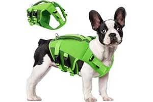 ASENKU Dog Life Jacket - Pet Safety Vest for Swimming & Boating, Shark Life Jacket with Floatation, Dog Lifesavers Swimsuits for Small Medium Large Dogs (Green, S)