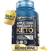 Herbtonics Apple Cider Vinegar Keto Advanced + Berberine &amp; GLP-1 Support | Appetite, Metabolism &amp; Weight Management with Ceylon Cinnamon, Chromium, MCT, Raspberry Ketones, 2 Month Supply, 120 Capsules