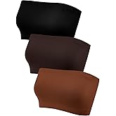 HESTYA Women's Strapless Bralette Bra Seamless Bandeau Soft Stretchy Non-Padded Bandeau Tube Top Sport Bra, 3 Pieces