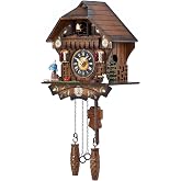 Kintrot Cuckoo Clock: A Day in the Life of a Busy Mother | Traditional Black Forest Wooden Clock for Wall with Singing Bird, Night Mode and 12 Melodies