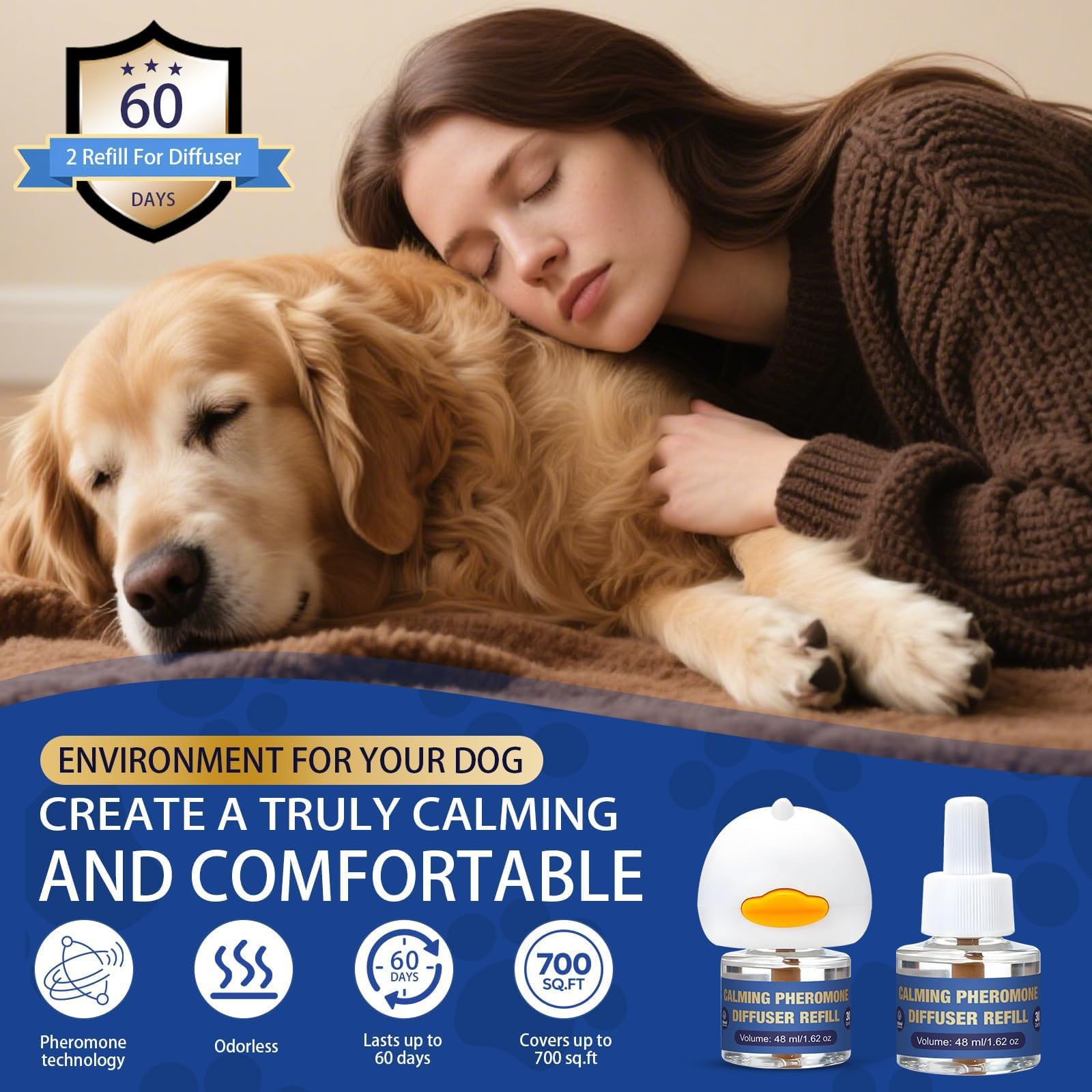 Condition photo showing New/Like New for dog pheromone calming diffuser: relaxing pheromone diffuser for dogs relief stress anxiety fighting 