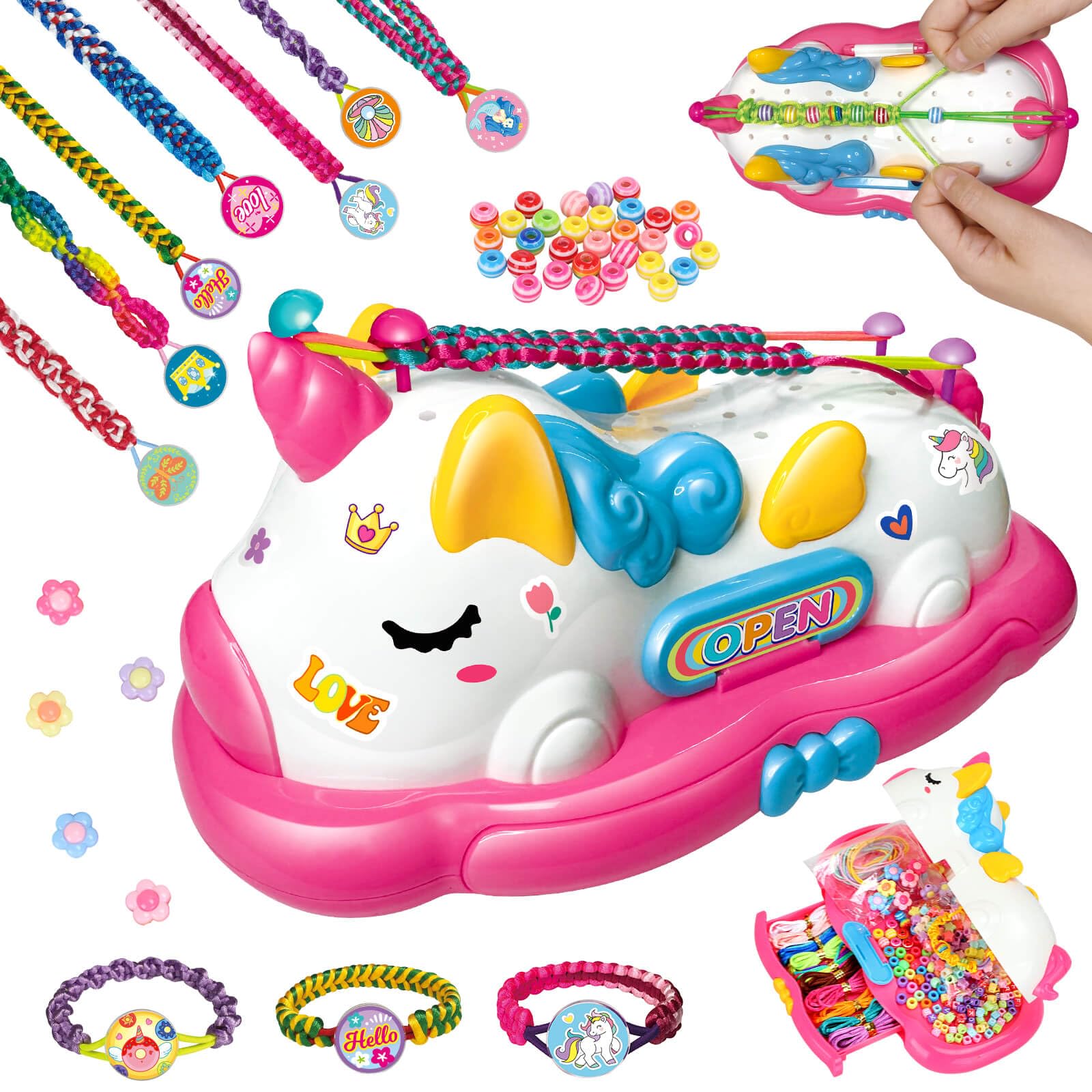 YOTOY Gifts for 6 7 8 9 10 11 12 Year Old Girls Kids: Friendship Bracelet Making Kit Unicorn Arts and Crafts Toys for Kid Age 5+ Years Old Girl Birthday Presents Jewelry Making Set Travel Activity Toy