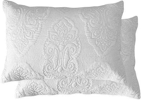 Amazon Com Brandream White Paisley Quilted Pillow Shams King Size Pillow Cases Set Of 2 100 Cotton Soft Decorative Pillow Covers Home Kitchen