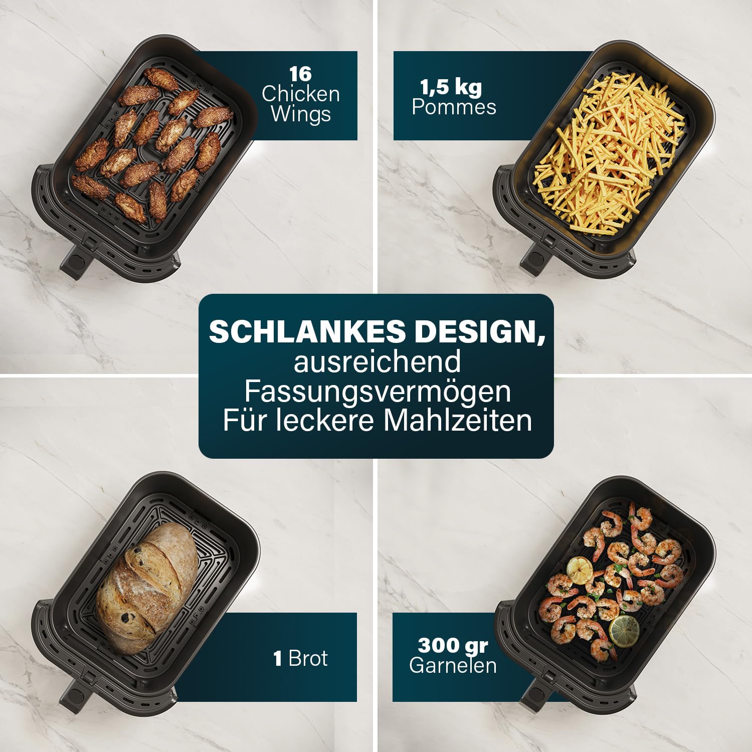 Princess SlimFry Airfryer, 8L Fassungsvermögen, 2000W, 8 Programme, Digitales Touchscreen, Einstellbare Temperatur, Sichtfenster, Automatische Abschaltung, Spülmaschinenfest, 182257 7