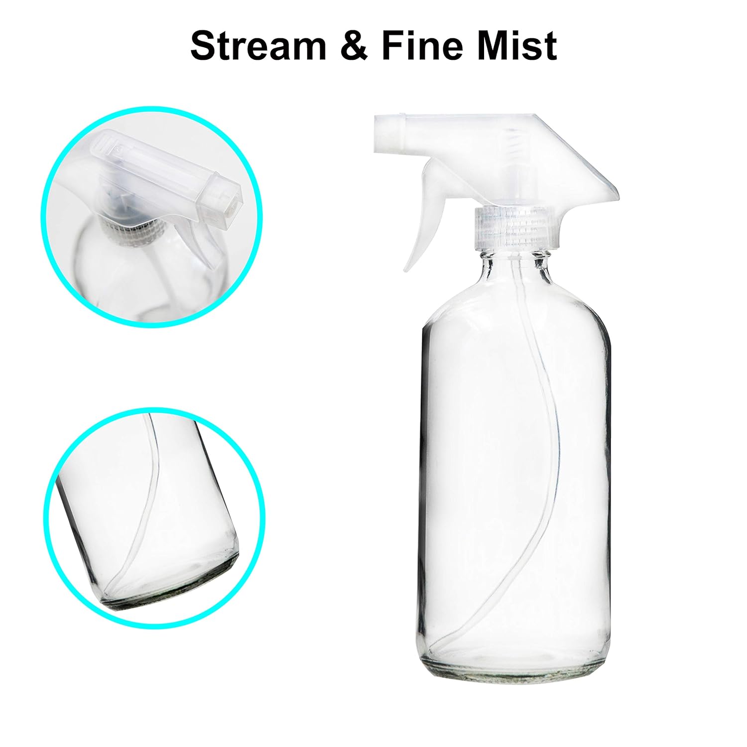 Youngever 4 Pack Empty Glass Spray Bottle, 16 Ounce Clear Glass Spray Bottle for Essential Oils with Extra Durable Trigger Sprayers : Beauty
