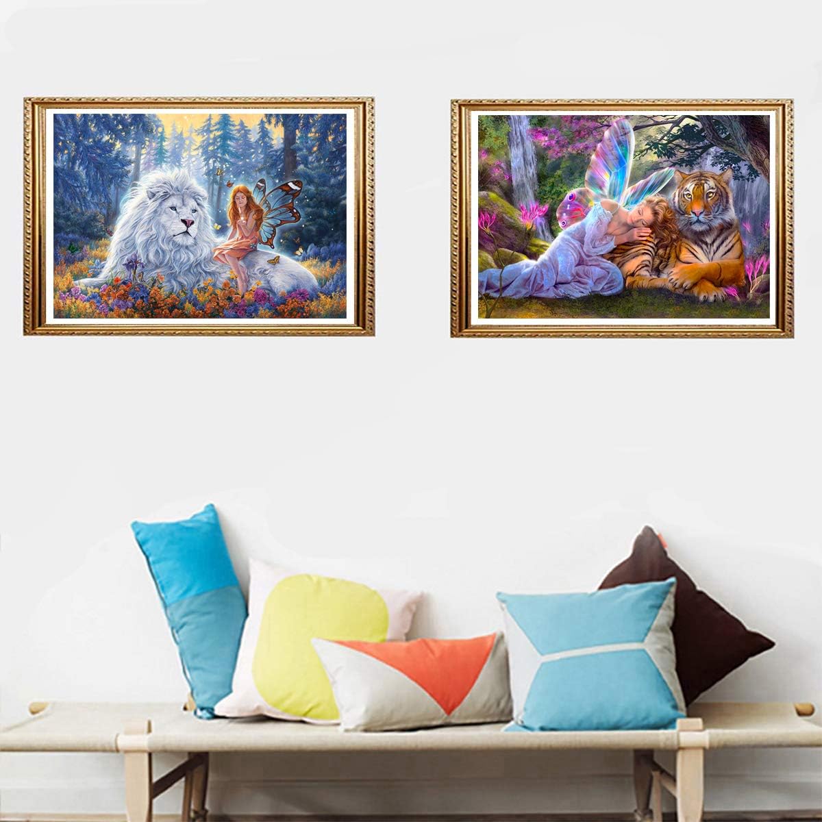 Ginfonr 5D Diamond Painting Butterfly Fairy and Beast Full Drill by Number Kits, Craft Rhinestone Lion - Image 3