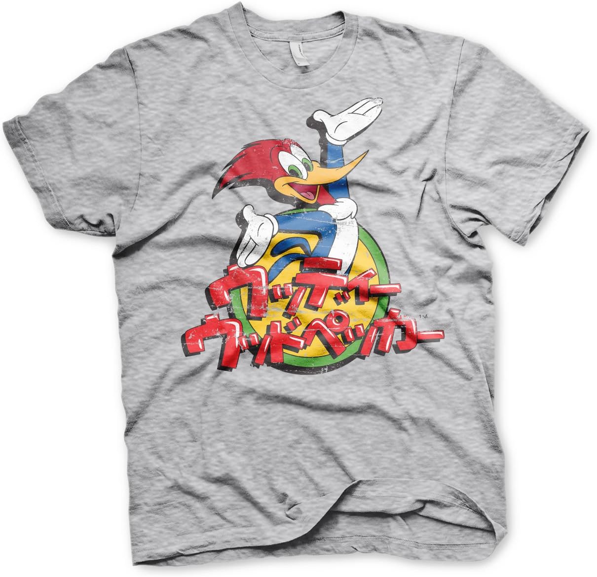 Officially Licensed Washed Japanese Logo Men’s T-Shirt (Heather-Grey)