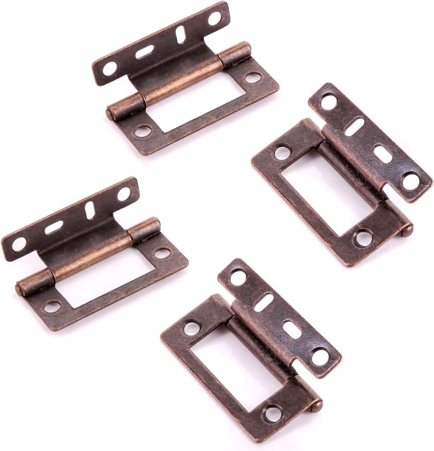 2X Pairs of Antique Brass Cranked Hinges 50mm